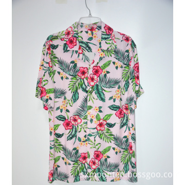 Quick-dry Digital Floral Print Hawaiian Poly Casual Shirts